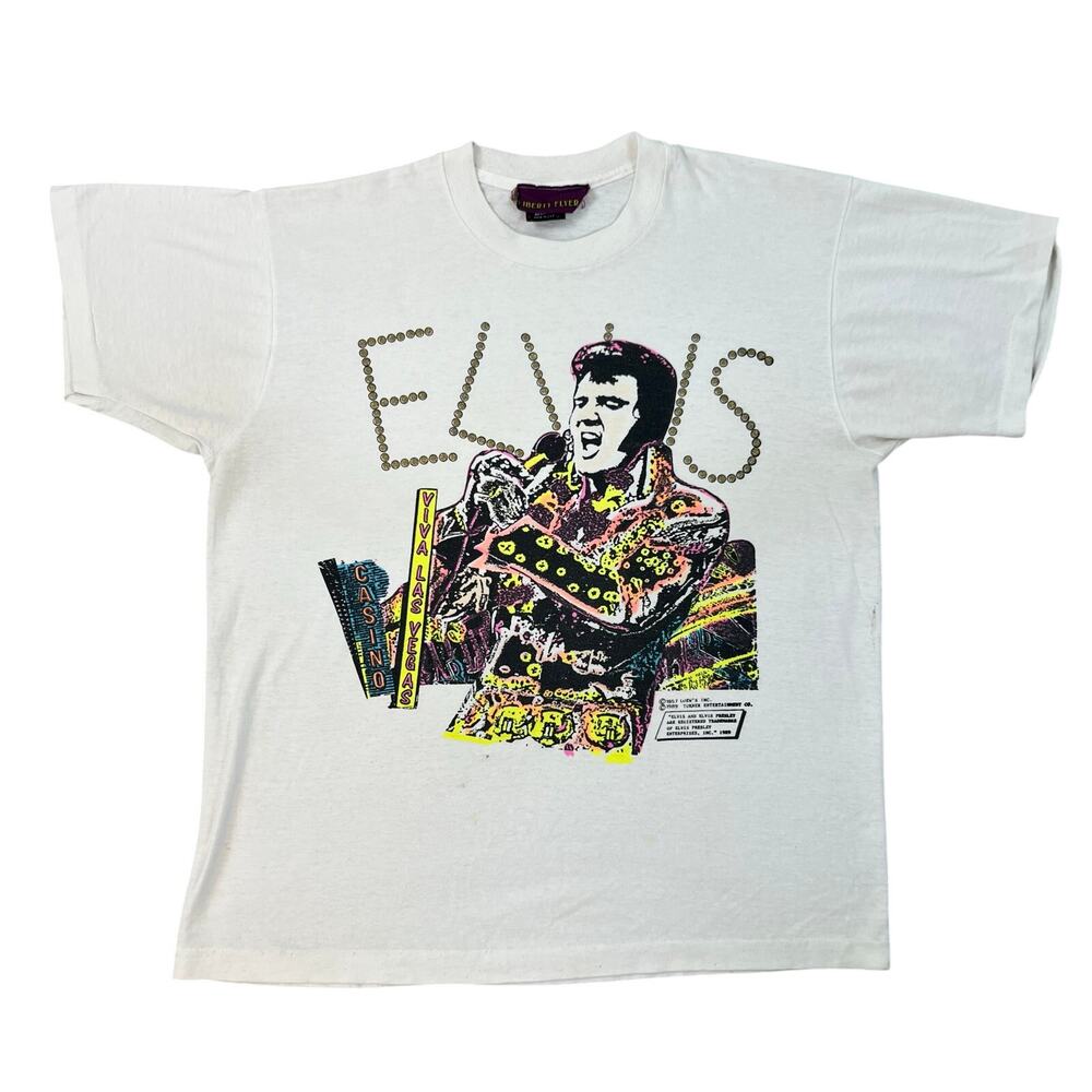 Vintage 1989 Liberty Flyer Elvis Viva Las Vegas Casino Single Stitch T-Shirt XL